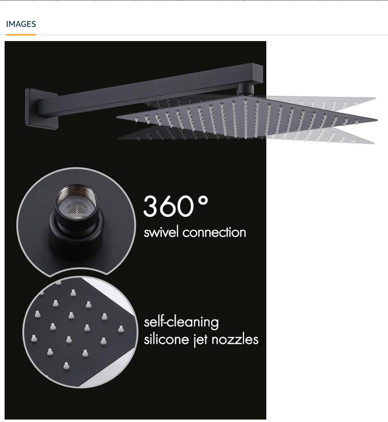 Waterford Shower System Matte Black Square