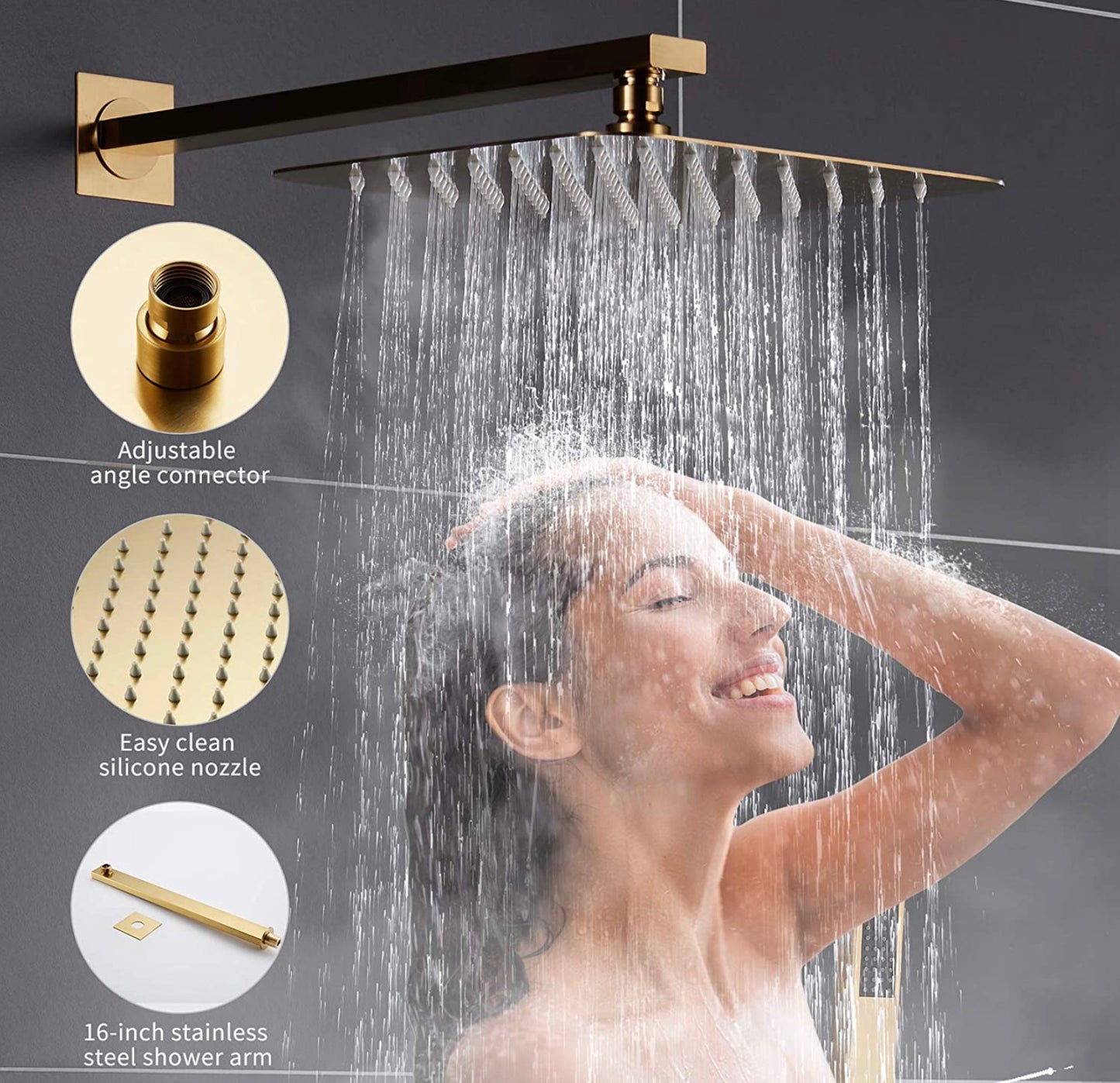 Waterford Shower System Champagne Bronze Square