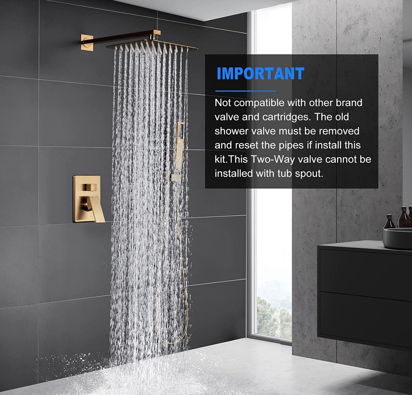 Waterford Shower System Champagne Bronze Square