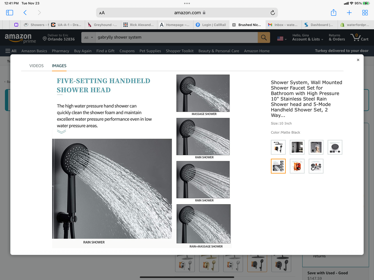 Waterford Shower System Matte Black Round