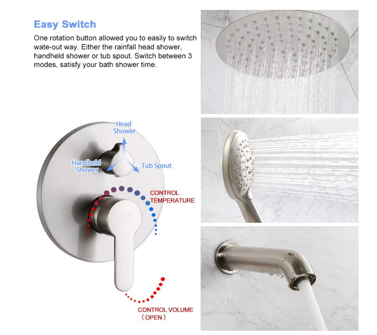 Waterford Shower Tub and Shower Brushed Nickel