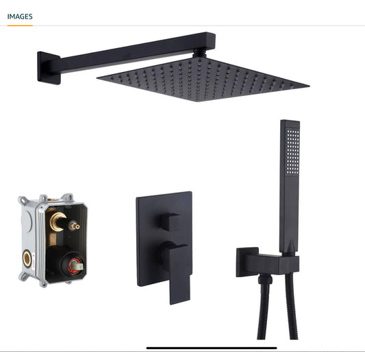 Waterford Shower System Matte Black Square